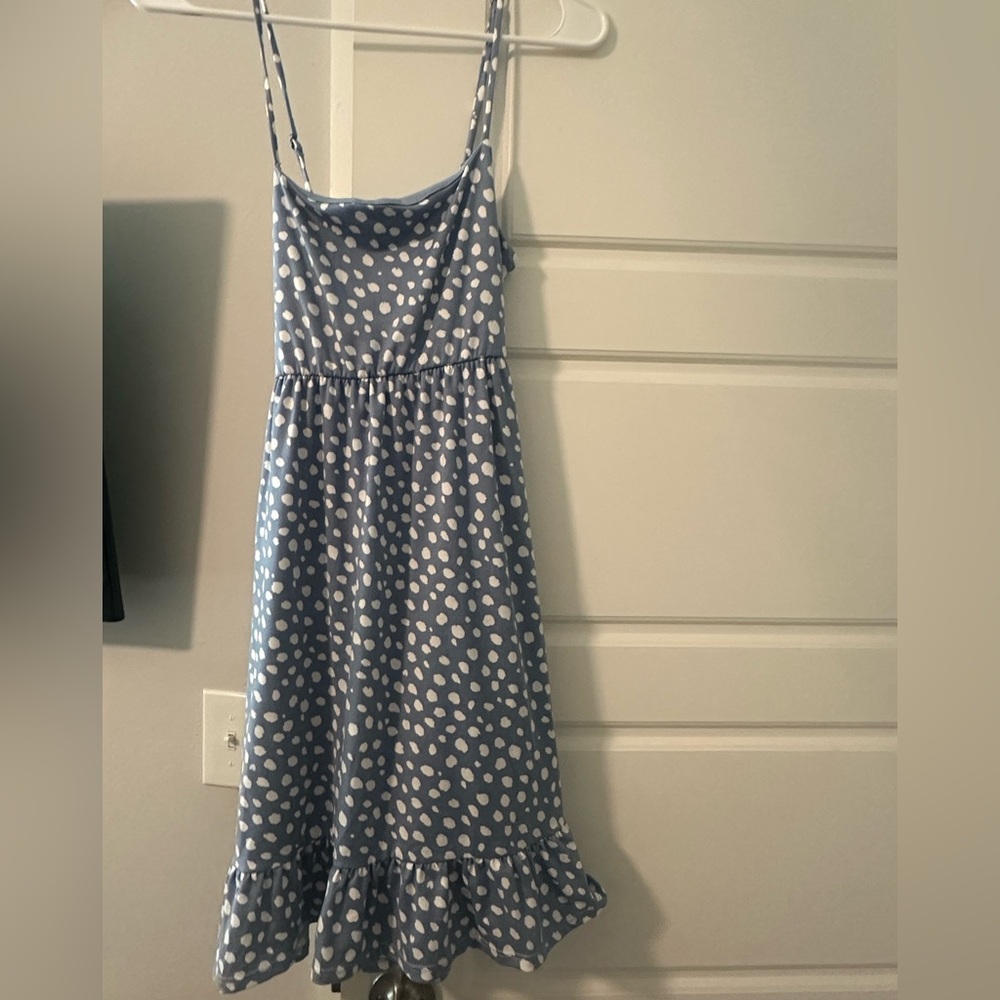 Blue Polka Dot Spaghetti Strap Sundress